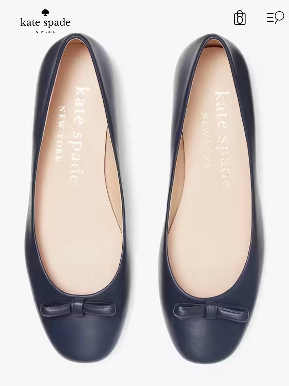 Final sale New Kate Spade Kiersten genuine leather ballet flats blazer blue colo - Picture 2 of 16